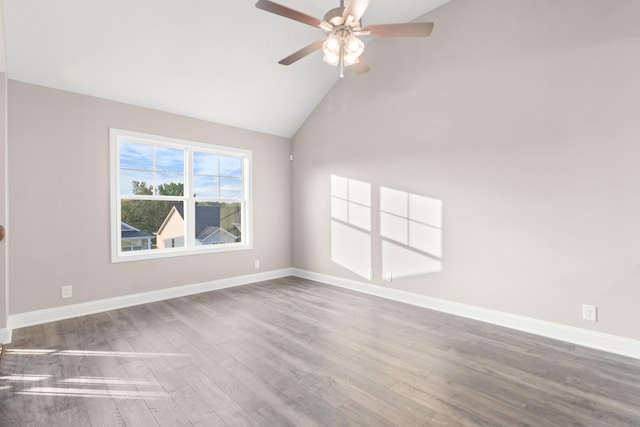 28 Gratton Ests, Clarksville, TN 37043 - spare room featuring baseboards, wood finished floors, vaulted ceiling, and a ceiling fan