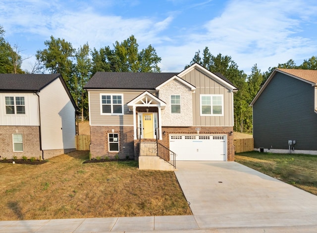 28 Gratton Ests, Clarksville, TN 37043 - split foyer home featuring concrete driveway, fence, brick siding, board and batten siding, and a garage