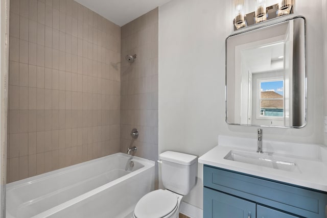 full bathroom with tub / shower combination, toilet, and vanity