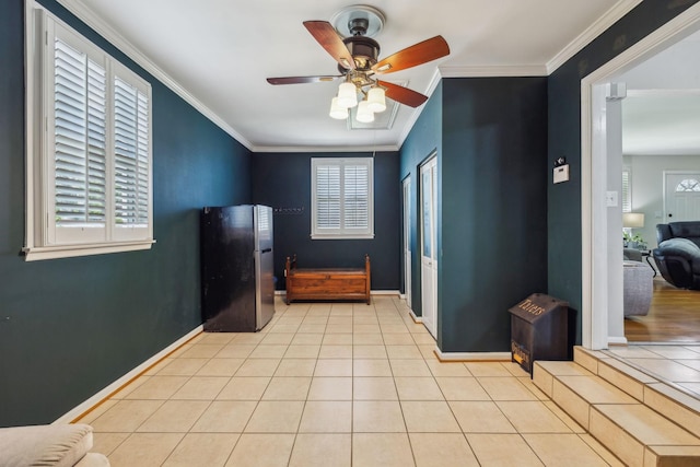 3132 Stafford Dr, Nashville, TN 37214 - interior space with a ceiling fan, tile patterned flooring, ornamental molding, and baseboards