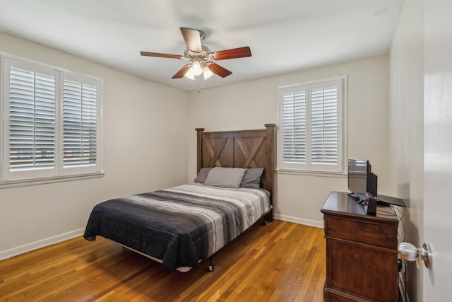3132 Stafford Dr, Nashville, TN 37214 - bedroom with baseboards, ceiling fan, and wood-type flooring