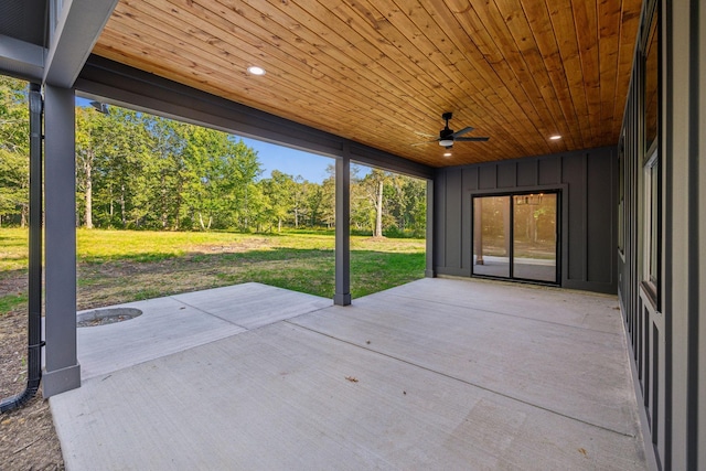 view of patio / terrace with a ceiling fan