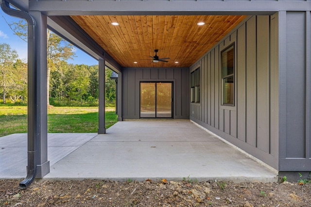 view of patio / terrace featuring a ceiling fan