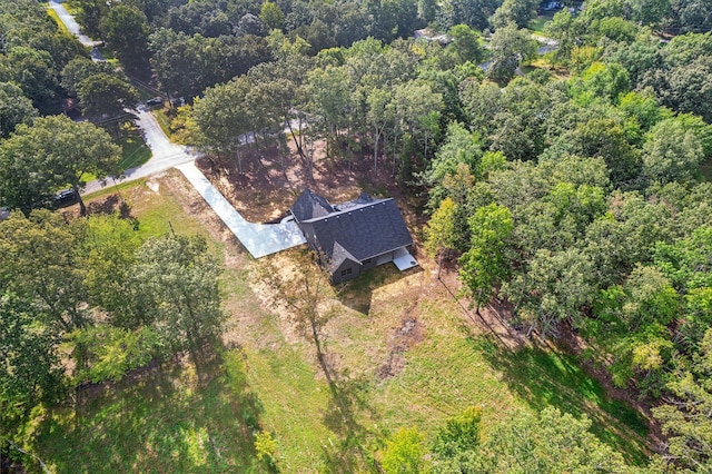 bird's eye view featuring a view of trees