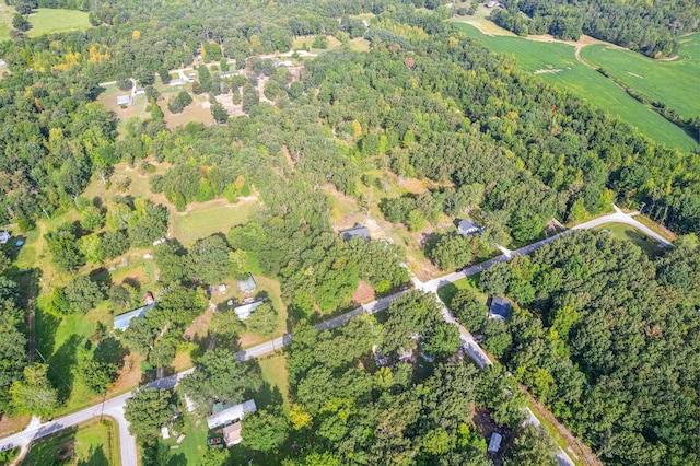 bird's eye view with a view of trees