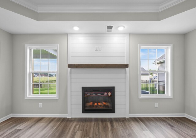 2539 Rafiki Dr, Clarksville, TN 37042 - detailed view of ornamental molding, wood finished floors, a tray ceiling, baseboards, and recessed lighting