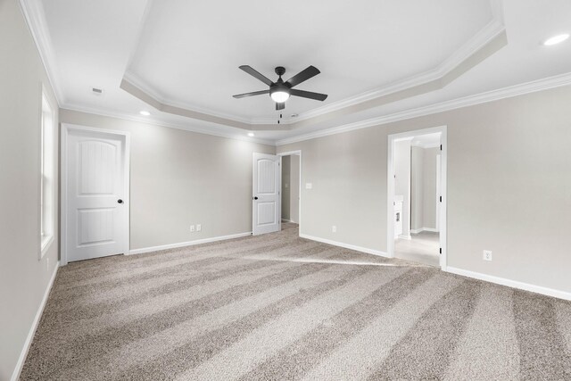 2539 Rafiki Dr, Clarksville, TN 37042 - unfurnished bedroom featuring a raised ceiling, carpet flooring, ornamental molding, baseboards, and recessed lighting