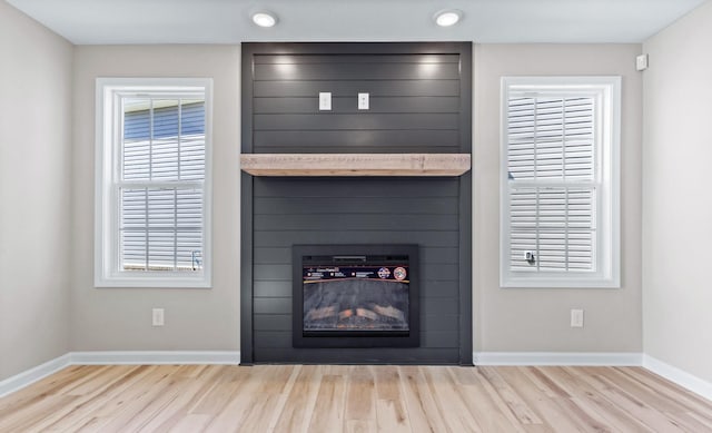 2531 Rafiki Dr, Clarksville, TN 37042 - interior details with a large fireplace, baseboards, and wood finished floors