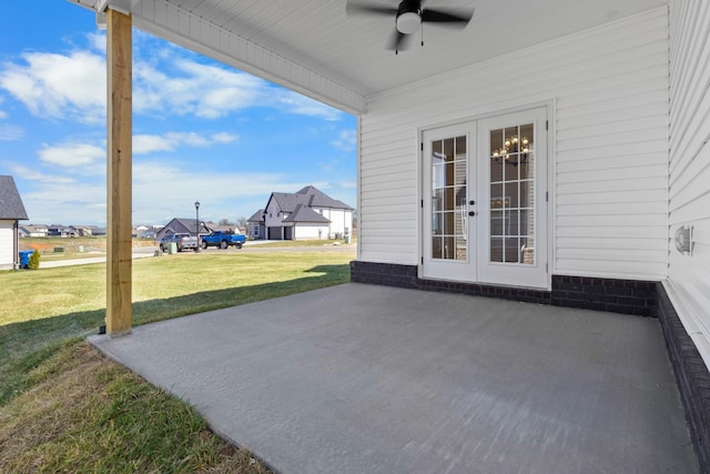 2531 Rafiki Dr, Clarksville, TN 37042 - view of patio featuring ceiling fan, french doors, and a residential view