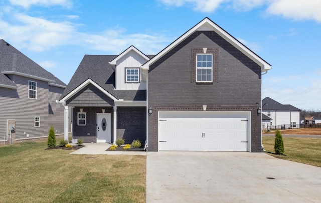 2531 Rafiki Dr, Clarksville, TN 37042 - traditional-style house featuring driveway, a front yard, an attached garage, brick siding, and board and batten siding