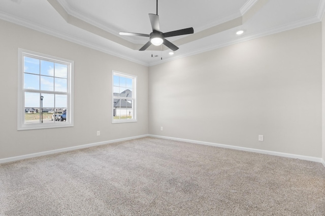 2531 Rafiki Dr, Clarksville, TN 37042 - unfurnished room featuring baseboards, a tray ceiling, carpet, and crown molding