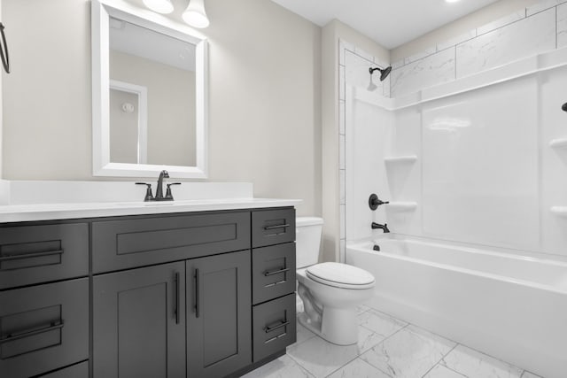 2531 Rafiki Dr, Clarksville, TN 37042 - full bath featuring marble finish floor, toilet, vanity, and shower / bathtub combination