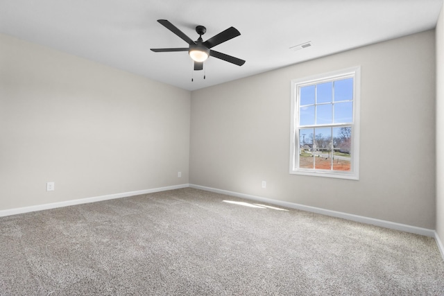 2531 Rafiki Dr, Clarksville, TN 37042 - spare room with baseboards, carpet flooring, visible vents, and a ceiling fan