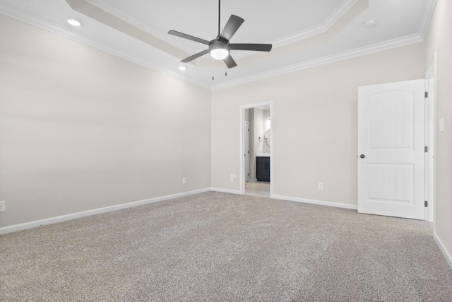 2531 Rafiki Dr, Clarksville, TN 37042 - unfurnished bedroom featuring carpet floors, ornamental molding, a tray ceiling, and baseboards