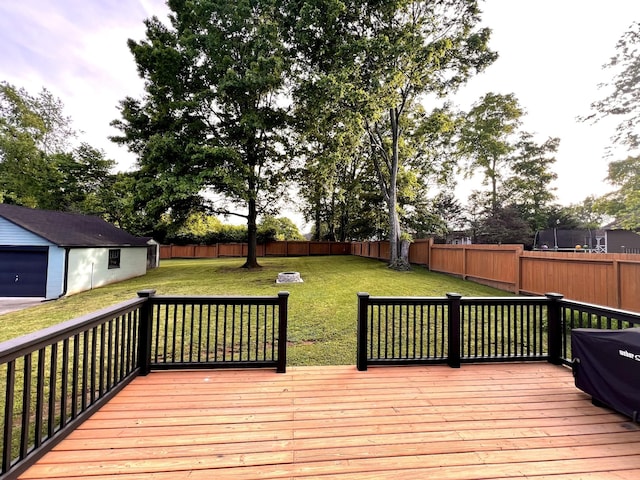deck with an outbuilding