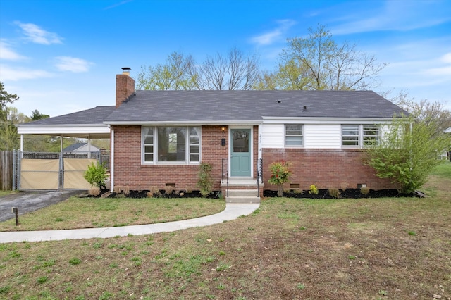 212 S Sequoia Dr, Springfield, TN 37172 - view of front of house featuring crawl space, an attached carport, a gate, and brick siding