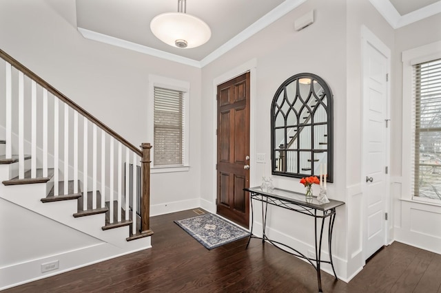 1701 Glen Echo Rd, Nashville, TN 37215 - foyer entrance with crown molding, baseboards, stairs, and wood finished floors