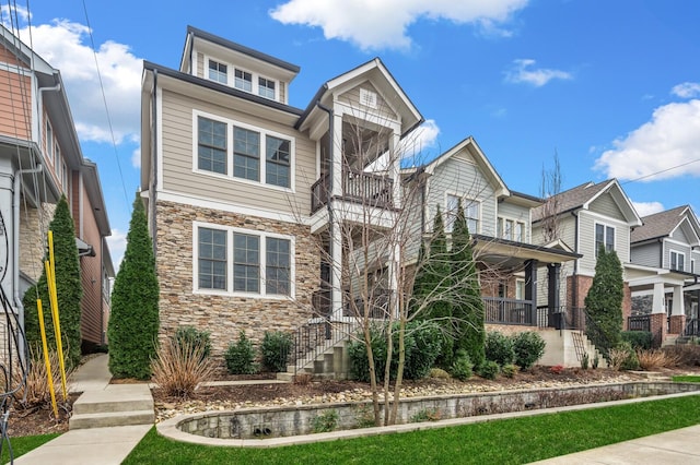 1701 Glen Echo Rd, Nashville, TN 37215 - view of front facade with stone siding