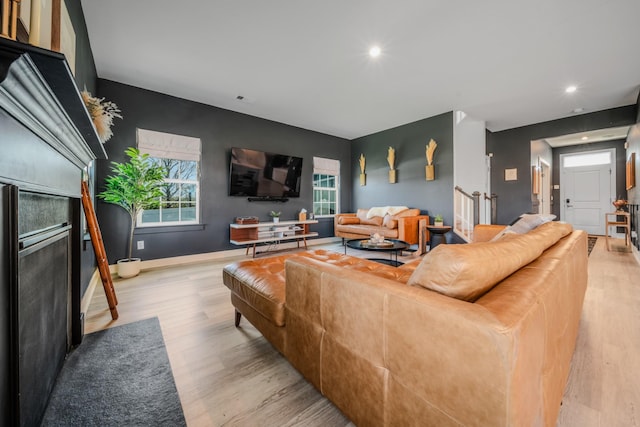 17 Kilkham Ct, Mount Juliet, TN 37122 - living room featuring recessed lighting, visible vents, baseboards, and wood finished floors