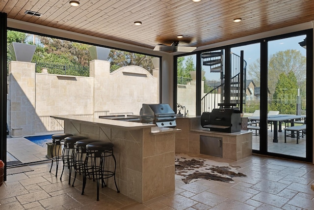 9812 Windrose Cir, Chattanooga, TN 37421 - view of patio featuring stairway, area for grilling, and outdoor wet bar