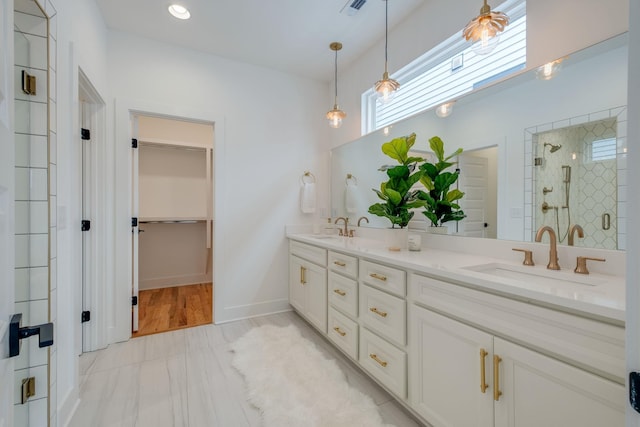808A 45th Ave N, Nashville, TN 37209 - full bath with double vanity, a sink, a spacious closet, and a shower stall