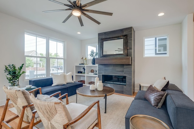 808A 45th Ave N, Nashville, TN 37209 - living area featuring recessed lighting, ceiling fan, and wood finished floors