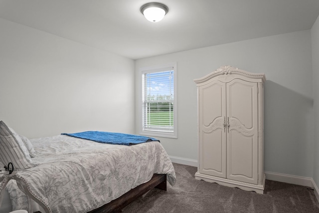 bedroom with baseboards and carpet floors