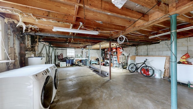 120 Gatone Dr, Hendersonville, TN 37075 - basement with water heater, washer and clothes dryer, and concrete block wall