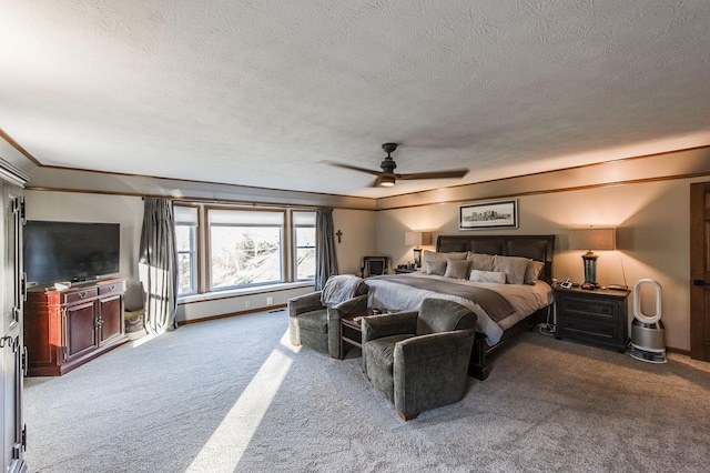 5267 Lickton Pike, Goodlettsville, TN 37072 - carpeted bedroom with a ceiling fan, ornamental molding, baseboards, and a textured ceiling