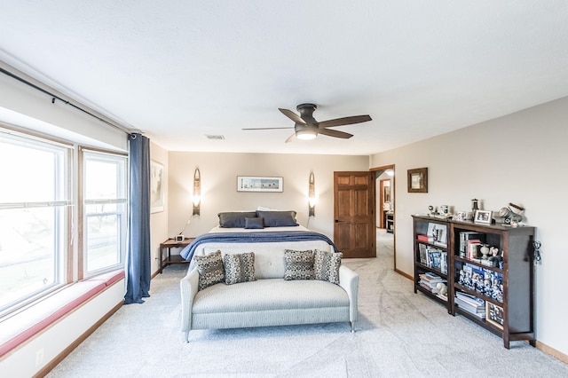5267 Lickton Pike, Goodlettsville, TN 37072 - bedroom with baseboards, ceiling fan, visible vents, and light colored carpet