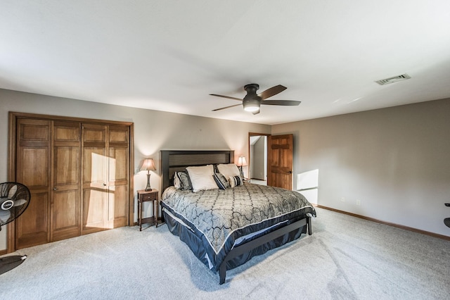 5267 Lickton Pike, Goodlettsville, TN 37072 - bedroom featuring light colored carpet, visible vents, ceiling fan, and baseboards