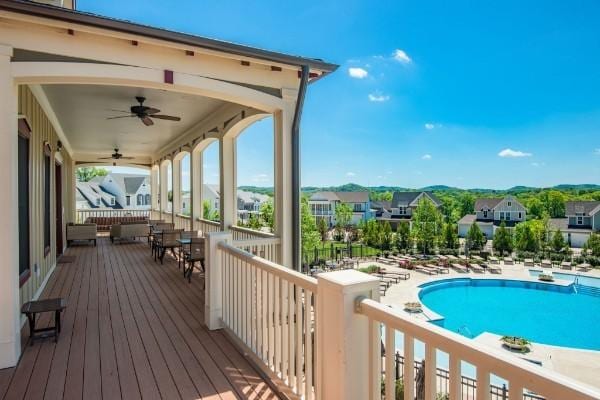 249 Moray Ct, Franklin, TN 37064 - pool with a residential view and ceiling fan