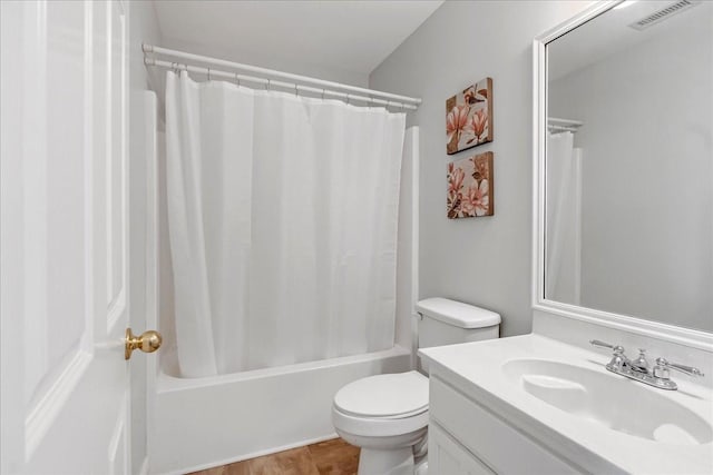 106 Irving Hills Ct, Lascassas, TN 37085 - full bathroom featuring toilet, vanity, shower / tub combo with curtain, and visible vents