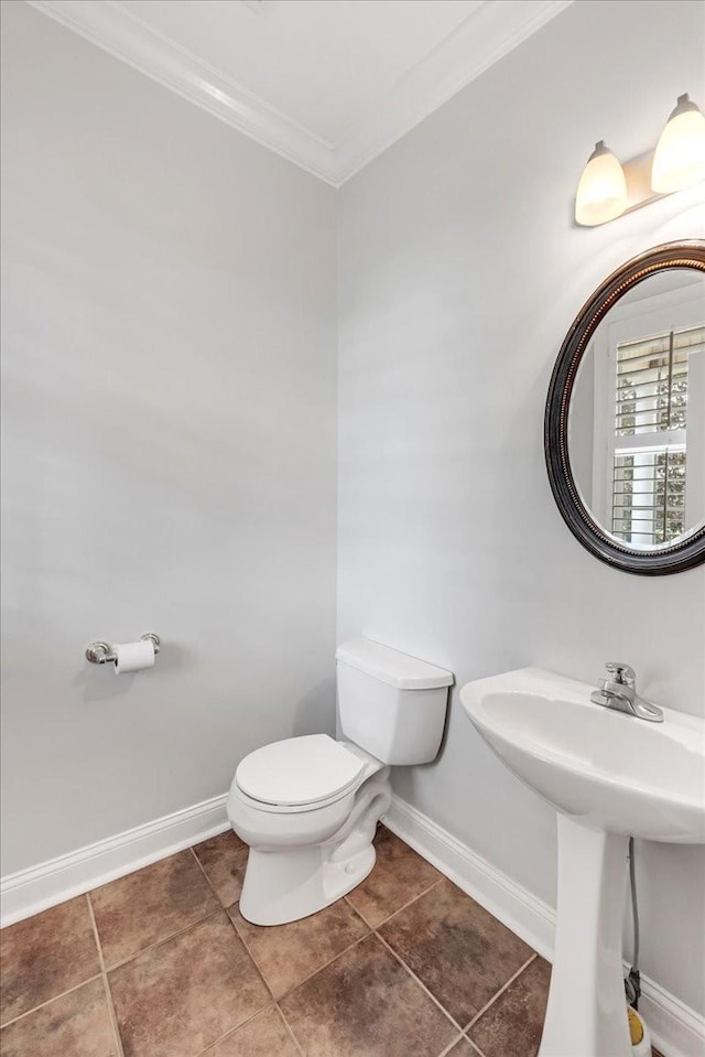 106 Irving Hills Ct, Lascassas, TN 37085 - bathroom with baseboards, ornamental molding, toilet, and tile patterned floors