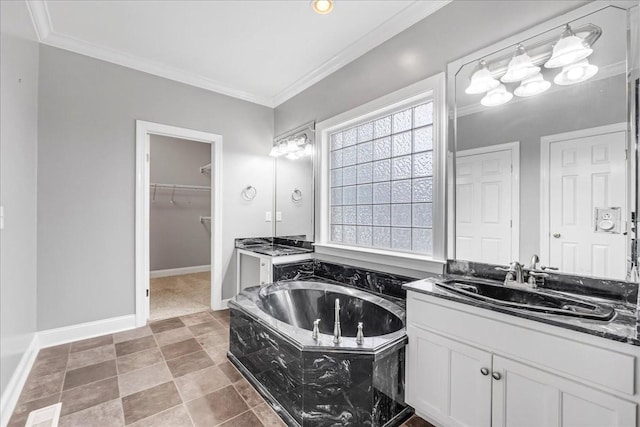 106 Irving Hills Ct, Lascassas, TN 37085 - bathroom with two vanities, a sink, and crown molding