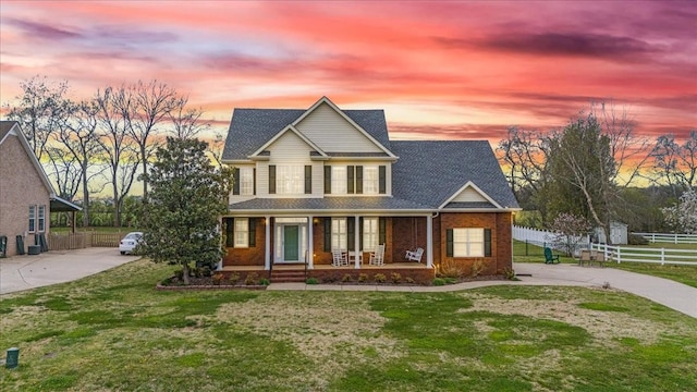 106 Irving Hills Ct, Lascassas, TN 37085 - view of front of property with a yard, fence, brick siding, and concrete driveway