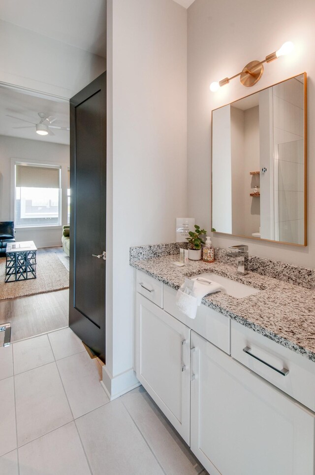 1122 Harmony Way, Nashville, TN 37207 - bathroom featuring a ceiling fan, tile patterned flooring, vanity, and baseboards
