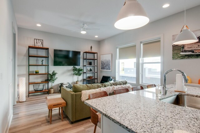 1122 Harmony Way, Nashville, TN 37207 - living area with light wood-style flooring, recessed lighting, and a ceiling fan