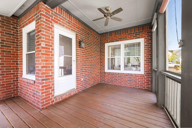 wooden terrace with ceiling fan