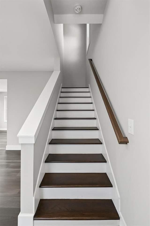 staircase featuring wood finished floors