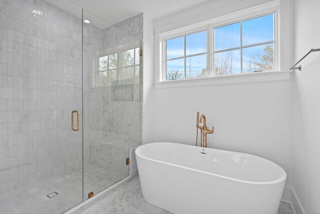 3411 Richards St, Nashville, TN 37215 - bathroom featuring a stall shower, baseboards, and a soaking tub