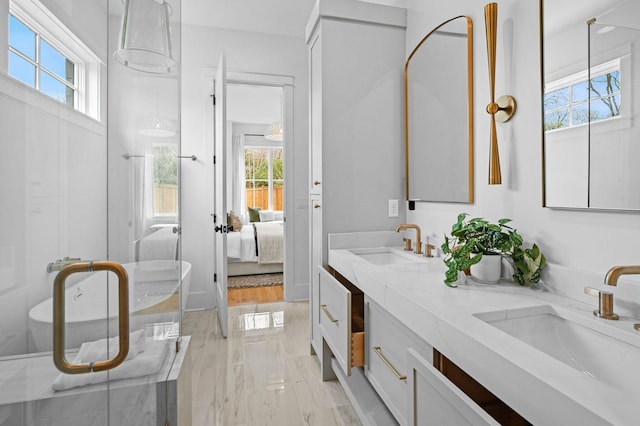 3411 Richards St, Nashville, TN 37215 - full bathroom featuring double vanity, a sink, ensuite bath, and a shower stall