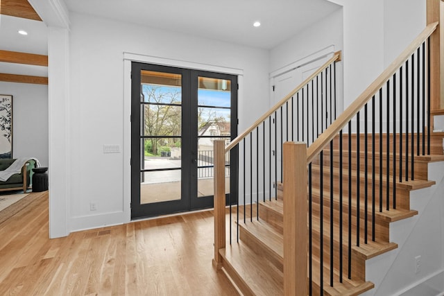 3411 Richards St, Nashville, TN 37215 - foyer with french doors, recessed lighting, stairway, and wood finished floors