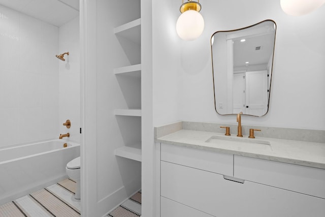 3411 Richards St, Nashville, TN 37215 - bathroom featuring shower / washtub combination, toilet, tile patterned flooring, and vanity