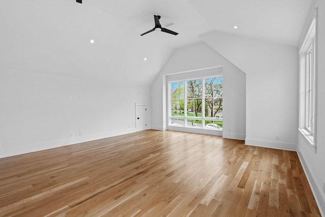 3411 Richards St, Nashville, TN 37215 - additional living space featuring baseboards, lofted ceiling, ceiling fan, and light wood-style flooring