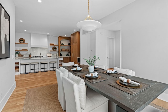 3411 Richards St, Nashville, TN 37215 - dining space with light wood-style flooring and recessed lighting