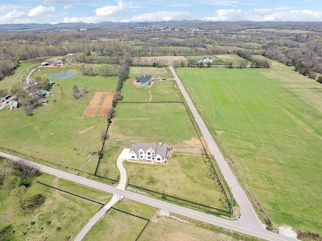 aerial view featuring a rural view