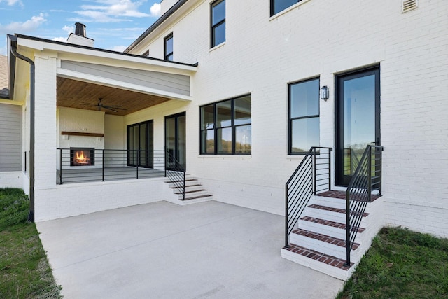 view of patio / terrace featuring a ceiling fan
