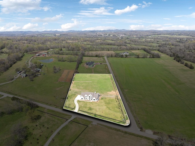aerial view featuring a rural view