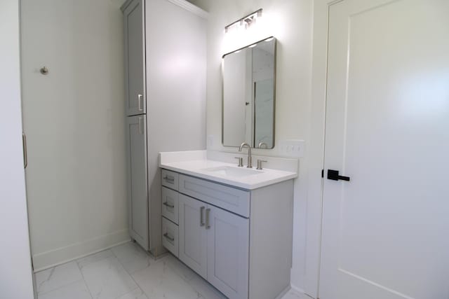2111 Horton Way, Lewisburg, TN 37091 - bathroom with marble look tiles, vanity, and baseboards
